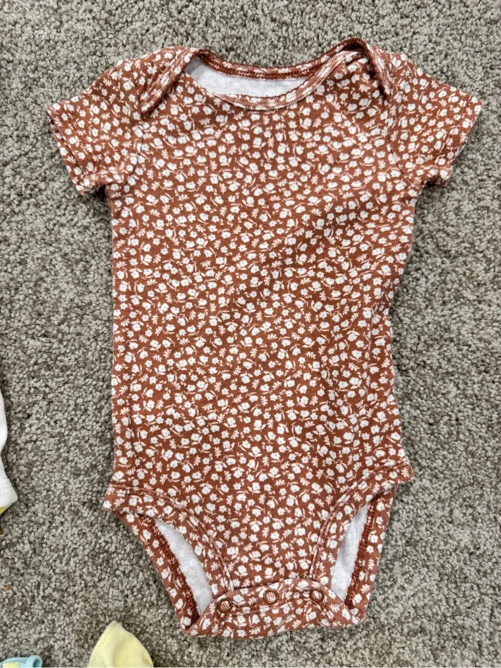 Carter's Yellow, White, Blue, Brown Floral & Lemon One-Piece Bodysuit Bundle